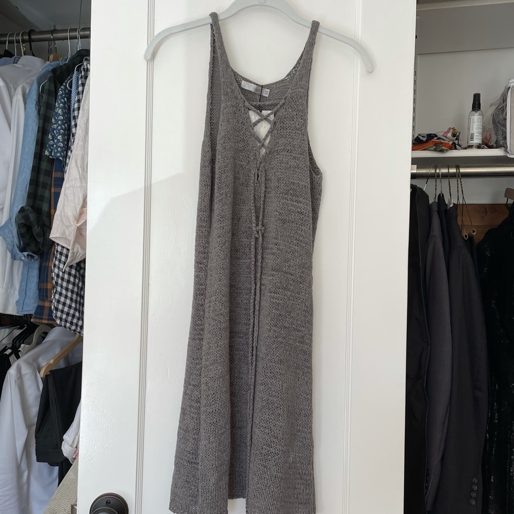 Grey crochet knit dress